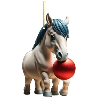 2D Lustige Pferde Anhänger,Niedlicher Pferde Weihnachtskugeln Ornament Christbaumschmuck Acryl Pferde-Kugeln Weihnachtsanhänger Weihnachtsbaumschmuck Weihnachtspferde Anhänger (B, One Size)