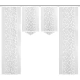HOME WOHNIDEEN Schiebegardine JENNA (4 St), Klettband, halbtransparent, Schiebevorhang Jacquard Set weiß 57 cm x 245 cm