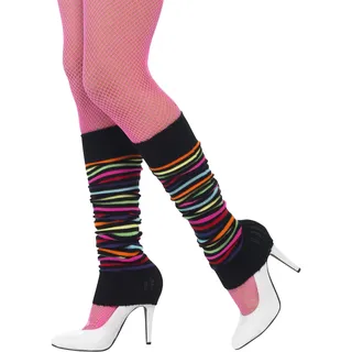 Smiffys Beinstulpen, Neonfarben, mit schwarzen Streifen Halloween