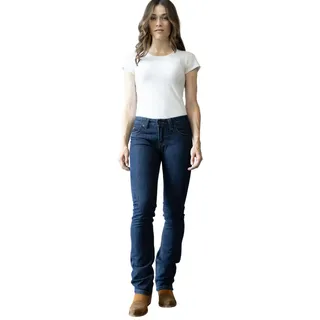 Kimes Ranch Damen Betty Western Style Modest Bootcut Mid-Rise Straight Fit Durable Shape-Saving Dark Blue Riding Jeans, Dunkelblau, 4-36 - 30W / 36L