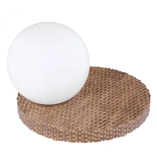 LED Solarleuchte, Kugel Design, Rattan Optik, H 17 - Weiß