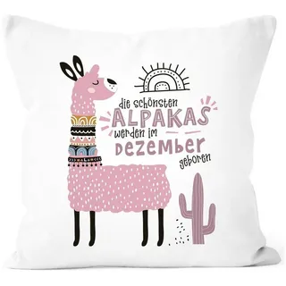 SpecialMe Dekokissen Kissen-Bezug Die Schönsten Alpakas werden im Januar-Dezember geboren anpassbares Motiv Geburtsmonat individuelle Geburtags-Geschenke Dekokissen SpecialMe® rosa|weiß