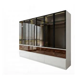 Palms-Store Kleiderschrank Sansibar mit Glastüren, 6 Schubkasten inkl. Beleuchtung Breite: 300cm, Höhe: 218cm, Tiefe: 62cm weiß