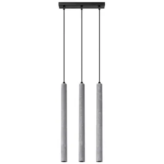Licht-Erlebnisse Pendelleuchte PETERA, ohne Leuchtmittel, Beton Metall H: max. 110 cm Grau G9 3-flammig länglich Modern grau