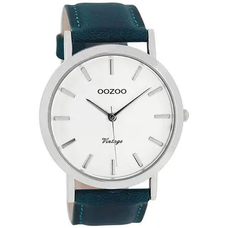 OOZOO Quarzuhr Oozoo Armbanduhr Herren Vintage Series, (Analoguhr), Herrenuhr rund, groß (ca. 45mm) Lederarmband, Fashion-Style grün
