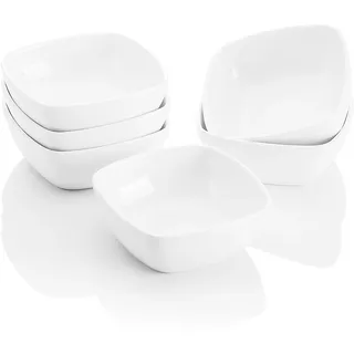 MALACASA, 6-tlg. Set mini Porzellan Dessert-, Snack- & Dip-Schälchen, ideal für Dip, Nüsse, Vorspeisen & Beilagen, Ø 10 cm / 170 ml, Serie RamekinDish, spülmaschinenfest