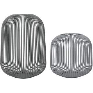 blomus Laterne Lito 2er Set | Steel Gray | Größe M und L | 28L x 28B x 27H cm | 33L x 33B x 45H cm | Kerzenhalter Grau | Windlicht aus Edelstahl | Laterne Deko | Indoor Windlicht