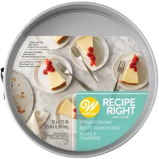 Wilton 2105-982 Runde Kuchenform, Recipe Right, Antihaft, Springform, 25,4 cm, Silber