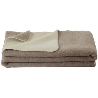 Wolldecke Kuscheldecke Ökolana 100% Schurwolle vom Merinoschaf, Naturbelassen, Steinbeck GmbH, Kuscheldecke, optimale Temperaturregulierung, für empfindliche Haut beige|weiß 200 cm