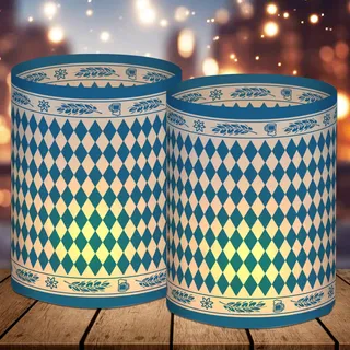12 Windlicht Tischdeko für Oktoberfest, Oktoberfestdeko, Bayrische Deko Blau, Tisch Deko für Oktoberfest Party, Bayern Set, Geeignet für Teelichter oder Kerzen