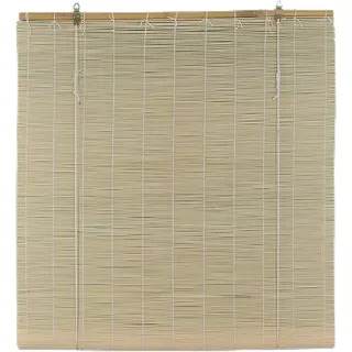 Seitenzugrollo Bambus Raffrollo Bambusraffrollo Stil Holzrollo Sichtschutz, Defactoshop, Haken und Ösen beige