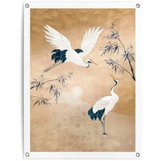 Poster REINDERS "Kraniche in Gold", gelb (farbe bild(er): gelb), B:60cm H:80cm T:0,1cm, Leinwand, Bilder, Poster