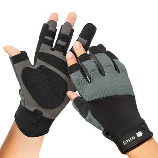 FitsT4 Sports Segelhandschuhe Herren Paddelhandschuhe Kajak für Segeln,Yacht,Segelsport, Paddeln, Angeln,Fischen,Dinghy,Schlauchboot Grau M