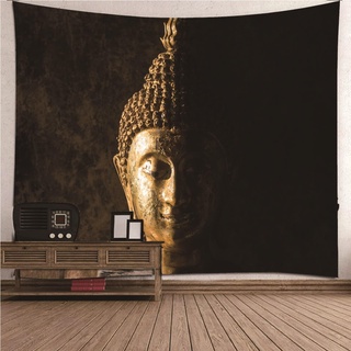 Wandbehang 200x200, Wandbehang Tuch Schwarz Buddhismus Thema Buddha Kopf Wandteppich Wanddeko Schlafzimmer