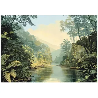 WallArena Fototapete Dschungel Natur Tapete Wohnzimmer Schlafzimmer, 150x105
