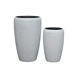 Klocke Dekorationsbedarf Wunderschöne & Hochwertige Pflanzvase im 2er Set/Blumenkübel - Fiberglas - Mit Einsatz – Indoor & Outdoor – Wetterbeständig & Frostsicher (2er Set: Höhe 70cm & 50cm, Zement)