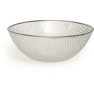 Excelsa Platinum Salatschüssel, Glas, transparent/silberfarbener Rand, 23 x 23 x 10 cm
