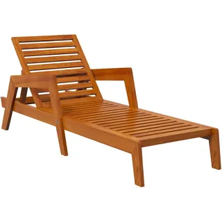 Outsunny Sonnenliege, Gartenliege aus Holz, Wetterfest Relaxliege für Balkon, Terrasse, bis 120 kg belastbar, Orange, 66 x 190 x 73,5 cm