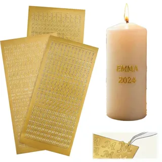 3 Wachsplatten mit Buchstabenstickern für Kerzen-DIY