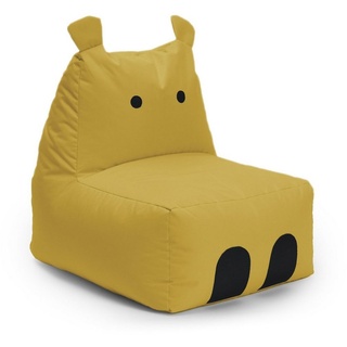 Lumaland Sitzsack Kinder Hippo Tier Kissen 80x70x65 cm (1x Kindersitzsack), Wohlfühl Sitzkissen, süßes Motiv, Kids, pflegeleicht gelb