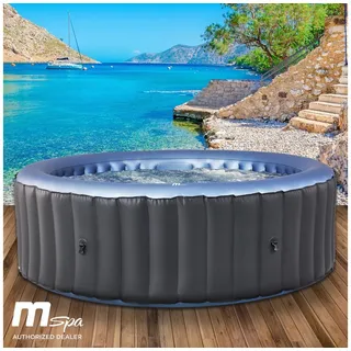 BRAST Whirlpool aufblasbar MSpa Bergen für 4-8 Personen, viele Größen Ø180-224cm, aufblasbares Aufstellbecken, (In- Outdoor Pool, Ganzjähriger Einsatz, 138 Massagedüsen), Stromsparend inkl. Energiespar-Timer blau