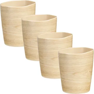4er-Set Bruchfester Melaminbecher in Holzoptik-Design, 9 x 11 cm: Ein langlebiger Trinkbecher – Perfekt für Camping, Picknicks & Alltag