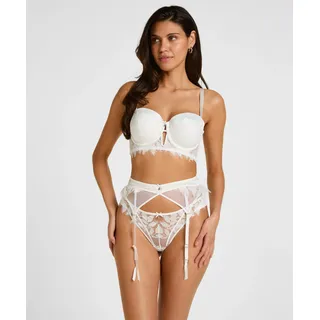 Strapsgürtel HUNKEMÖLLER "Strapse Millie", Damen, Gr. L, weiß, 67% Polyamid, 30% Polyester, 3% Elasthan, Strumpfhalter