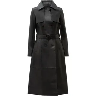 Ledermantel RICANO "Mantel Darcy", Damen, Gr. M, schwarz, Obermaterial: 100% Lammnappaleder LANA. Futter: 100% Polyester PES., schmal, V-Ausschnitt, Mäntel, Handgefertigt aus echtem Leder