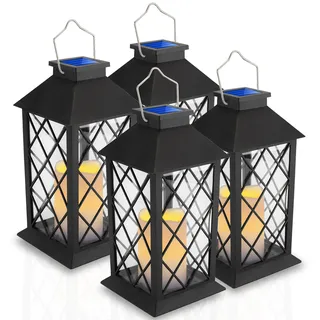 Lumiled Laterne Glas/Kunststoff 4x IP44 Solar schwarz