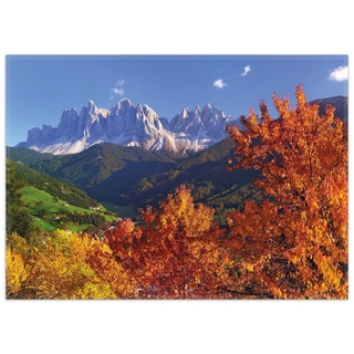 Teppich Herbst im Gebirgstal unter blauem Himmel, Wallario, rechteckig, rutschfest braun 50 cm x 70 cm