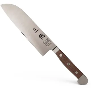 GÜDE Solingen - Santoku Messer geschmiedet, 18 cm, Walnussholz, ALPHA WALNUSS, Doppelkropf, Handmade Germany