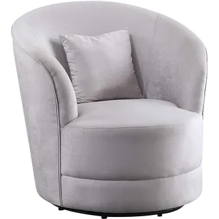 OTTO home Drehsessel Colin Samt 84 x 84 x 85 cm Grau mit Zierkissen