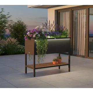 Herstera Garden Metall Deco Hochbeet | inkl. Beleuchtung | 40x100x80 cm - Anthrazit