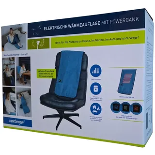 Weinberger elektrische Akku Wärmeauflage 120 x 40 cm mit Powerbank Blau