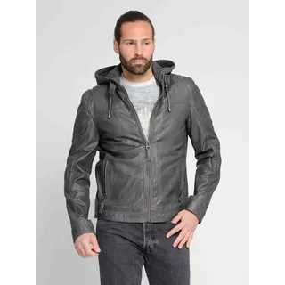 Lederjacke MAZE "42021309", Herren, Gr. XL, grau, Obermaterial: 100% Lammleder. Futter: 100% Baumwolle. Ärmelfutter: 100% Polyester. Kapuze: 52% Baumwolle. 48% Polyester, Jacken