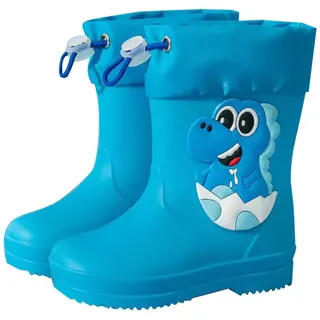 LOIJMK Gummistiefel Kinder Wasserdicht Stiefel Regenschuhe Rutschfest Wasserdicht Kinderstiefel mit Schnürung Hohe Regenstiefel Outdoor Stiefel Gartenschuhe für Jungen und Mädchen Gummistiefel - 25 EU