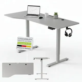 Juskys Schreibtisch 160x75cm Höhenverstellbar Weiß