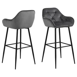 alasans Barhocker Brooke 2er Set gepolstert rund onesize Dunkelgrau/Schwarz