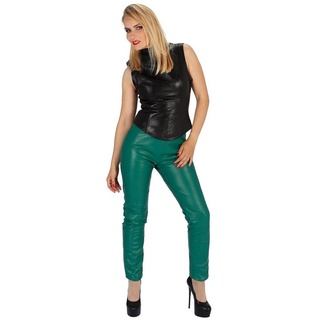 Fetish-Design Lederhose Lederhose Nora Grün mit Gummizugbund und Zipper auf der Rückseite Leggings aus echtem Lamm-Nappa-Leder mit elastischem Bund grün S (36)