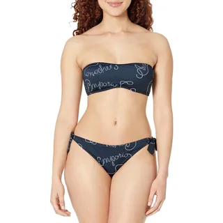 Emporio Armani Women's Logomania Band and Bow Brazilian Bikini, Marine/White, Small - S