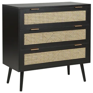 Beliani OPOCO 80 x 80 x 40 cm Schwarz / Beige Rattan