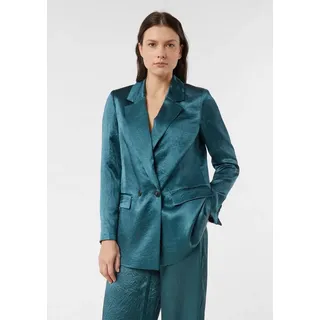 comma Jackenblazer Indoor-Blazer Antaillierter Blazer aus Crinkle-Satin blau 38 EU