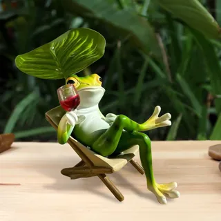 Frosch Gartendeko, Frosch Gartenfiguren Für Draußen Wetterfest, Harz Teichdeko Tiere Ornament Gartenfigur Für Außen, Niedliche Frosch Figuren Für Außen Garten Kantenhocker Dekoration Geschenk (D)