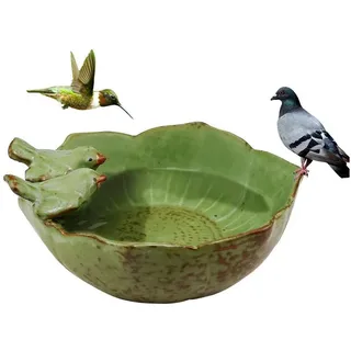 LuxusKollektion Vogeltränke Vogelfutterstation Keramik Grün 16x16x8cm