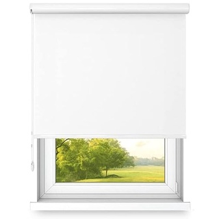 Time4Blinds Freihängendes Rollo in Aluminiumkassette - Küchenrollos für Fenster - Schlafzimmerrollos für Fenster - Kassettenrollo für Innen - 90 x 100 cm - Klassisches Weiß - Links