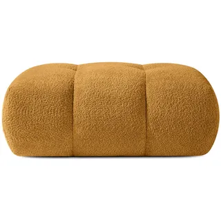 KONSIMO® Sitzhocker LIRA Polsterhocker, Pouf, Premiumqualität aus EU, elastischer Sitz, Bouclé-Stoff, Modern, mit Steppung gelb