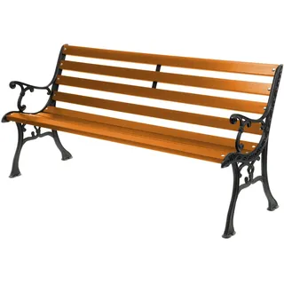 Gartenbank Parkbank Holtz Gusseisen Garten Outdoor Bank 0111 Fichtenholz Bank für Terrassen Balkonbank, Holzbank, Gartenmöbel Bänke 155x78x39 cm (Teak)