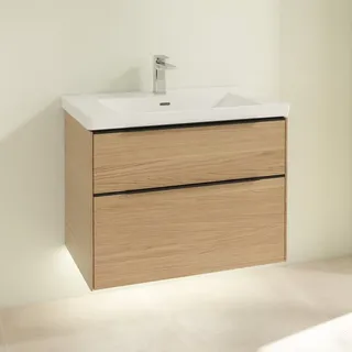 Villeroy & Boch Waschbeckenunterschrank 2 Auszüge 77,2 x 47,8 x 57,6 cm Nordic Oak/Volcano Black