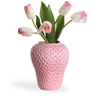 Erdbeer-Dekorative Keramik Vase, Modern Strawberry Vasen Für Pampasgras Blumen, Vintage Erdbeervase Für Wohnzimmer, Küche, Garten, Büro, Pink, L