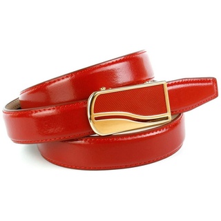Anthoni Crown Ledergürtel in schmaler Form mit Designer Schließe rot 95